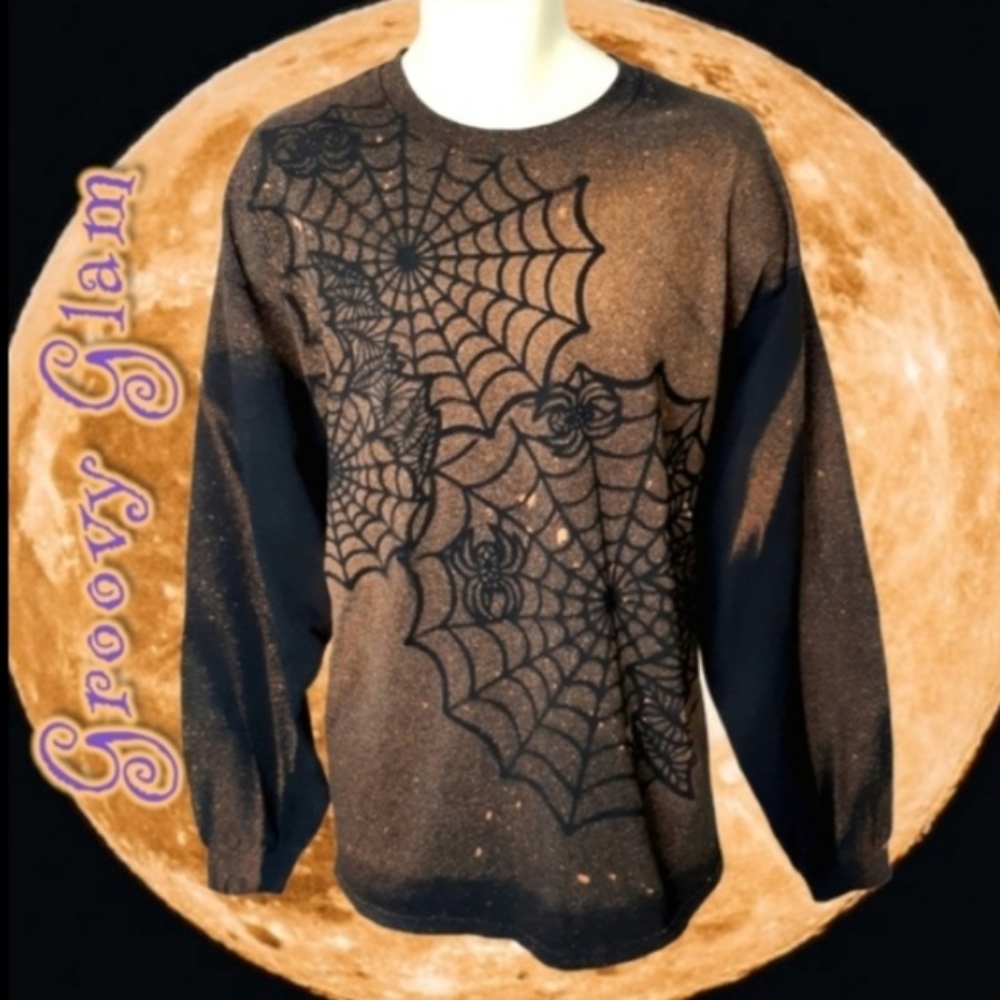 GROOVY GLAM Handmade HALLOWEEN Reverse Bleach Art Tie-Dye Tee Shirt Big Man